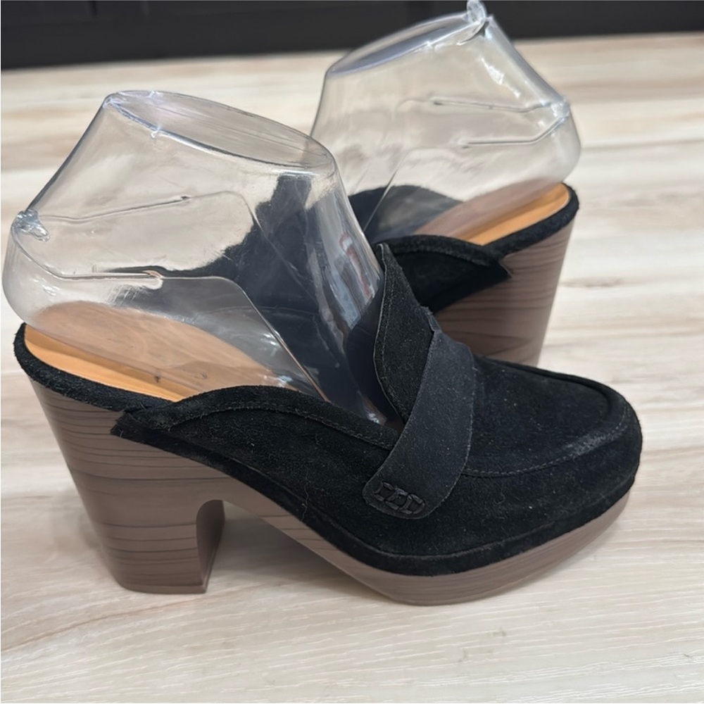 🖤 Splendid Vina Suede Platform Clogs – Black Slip-On Heels